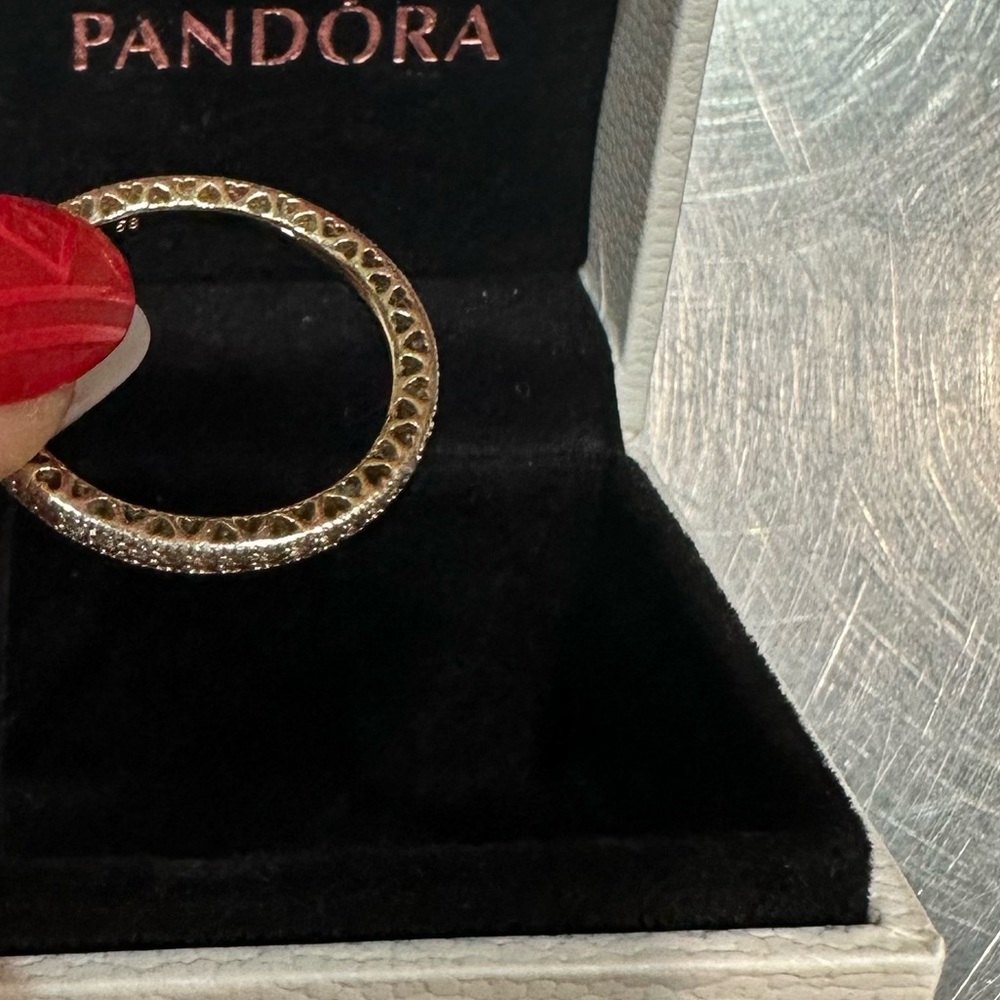 Pandora Simple Sparkle & Hearts Gemstone Ring Gold ✨♥️💍 - Picture 8 of 9